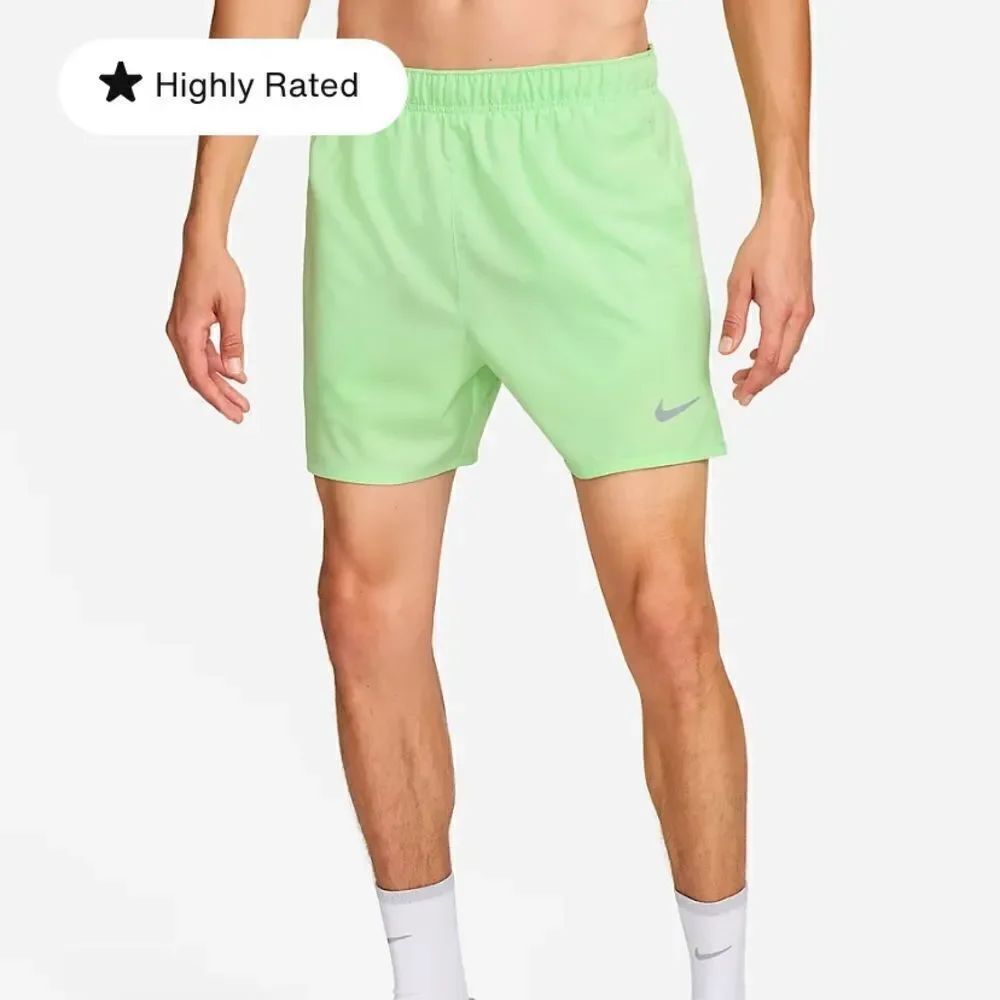 NWT NIKE Men's Challenger Dri Fit 5" Brief-Lined Shorts Reflective Neon Green